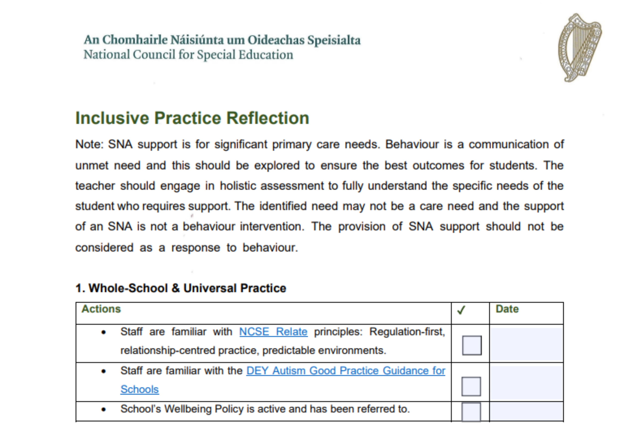 Inclusive Practice Reflection
